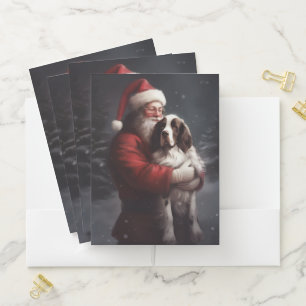 Springer Spaniel Santa Claus Festive Christmas Pocket Folder