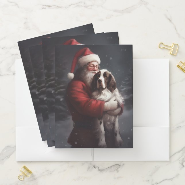 Springer Spaniel Santa Claus Festive Christmas Pocket Folder (In Situ)