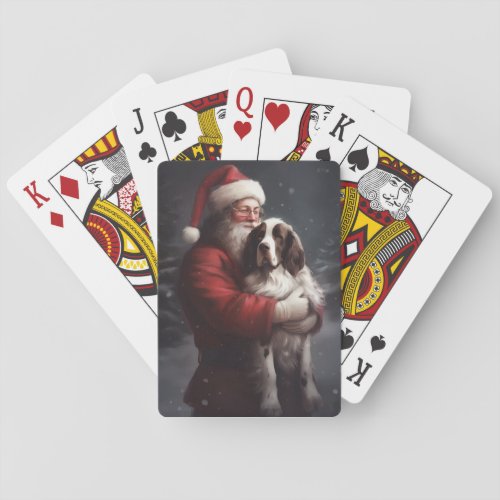 Springer Spaniel Santa Claus Festive Christmas Poker Cards