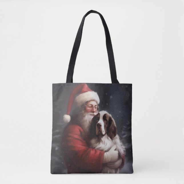 Springer Spaniel Santa Claus Festive Christmas Tote Bag (Front)
