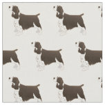Springer Spaniel Silhouette Tiled - Basic Brown Fabric