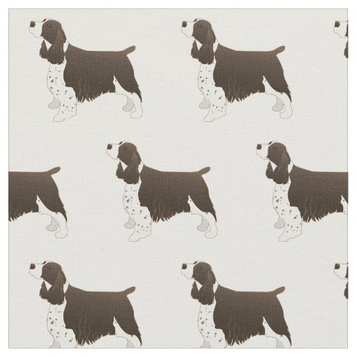 Springer Spaniel Silhouette Tiled - Basic Brown Fabric