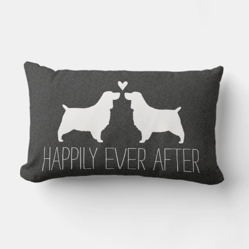 Springer Spaniel Silhouettes with Heart and Text Lumbar Pillow