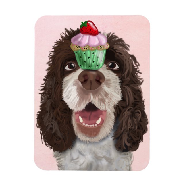 Springer Spaniel with Cupcake 2 Magnet (Vertical)