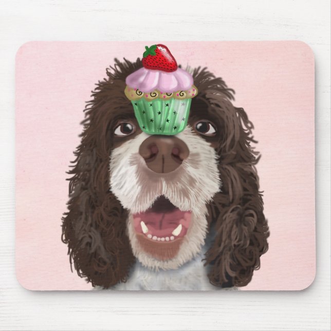 Springer Spaniel with Cupcake 2 Mouse Pad (Front)