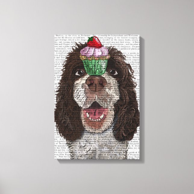 Springer Spaniel with Cupcake Canvas Print (Front)