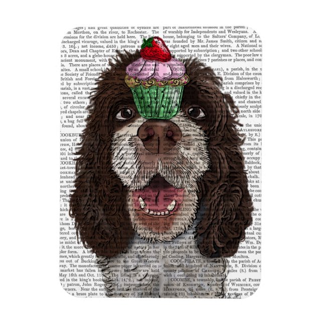Springer Spaniel with Cupcake Magnet (Vertical)