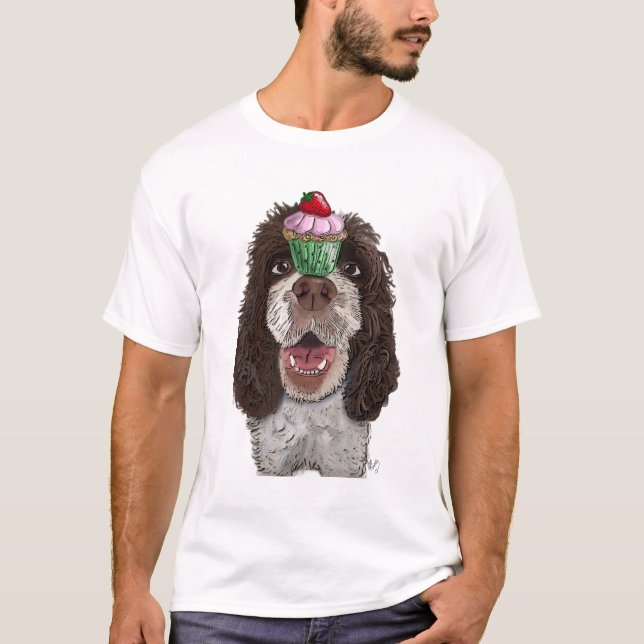 Springer Spaniel with Cupcake T-Shirt (Front)
