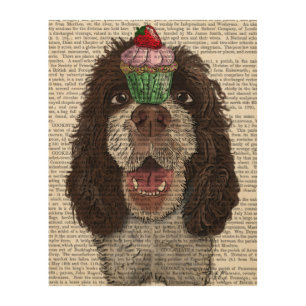 Springer Spaniel with Cupcake Wood Wall Art