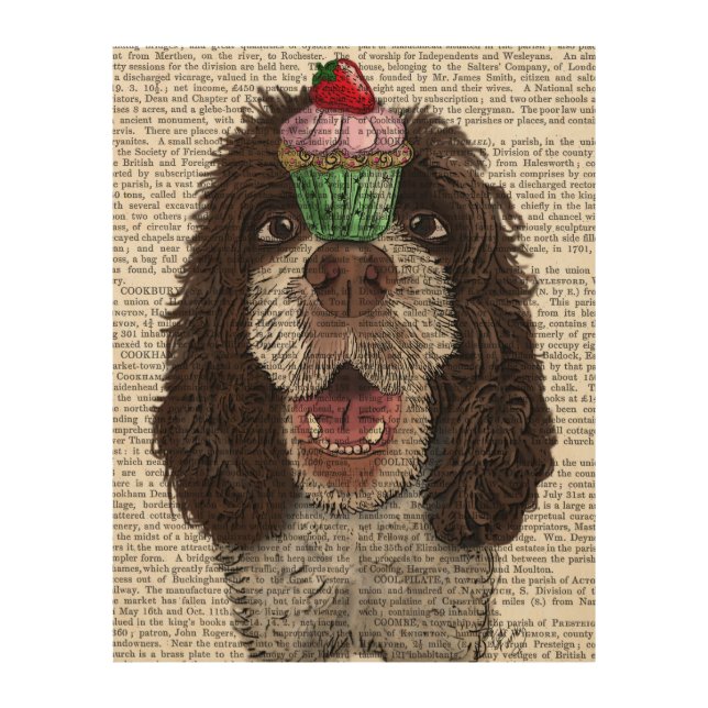 Springer Spaniel with Cupcake Wood Wall Art (Front)