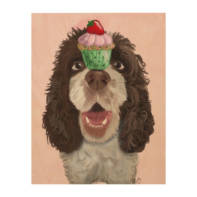 Springer Spaniel with Cupcake Wood Wall Decor (Front)
