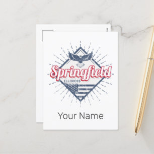 Springfield City Illinois United States Retro USA Holiday Postcard