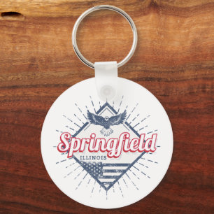 Springfield City Illinois United States Retro USA Keychain