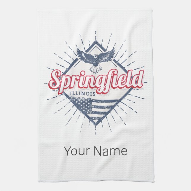 Springfield City Illinois United States Retro USA Kitchen Towel (Vertical)