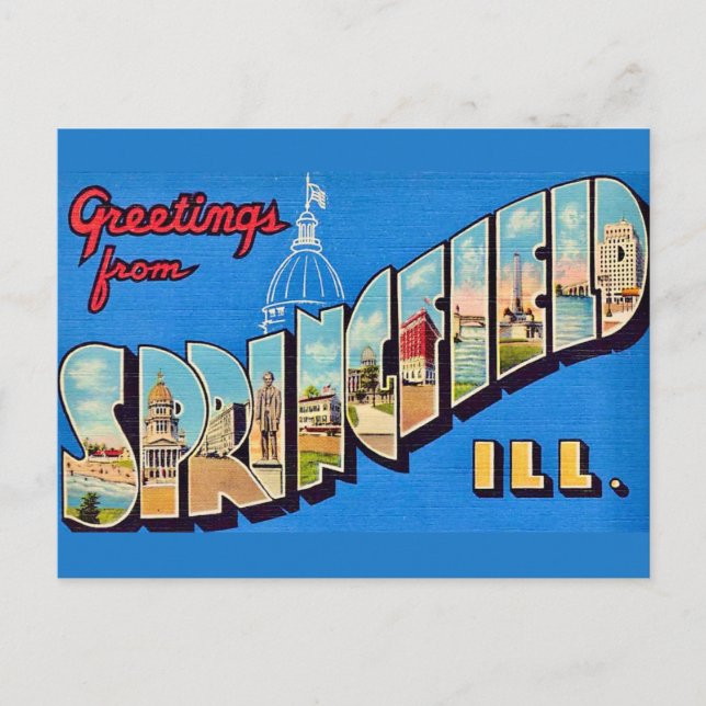 Springfield IL Greetings Postcard (Front)