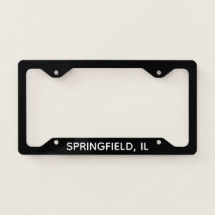 Springfield IL, Illinois Black License Plate Frame