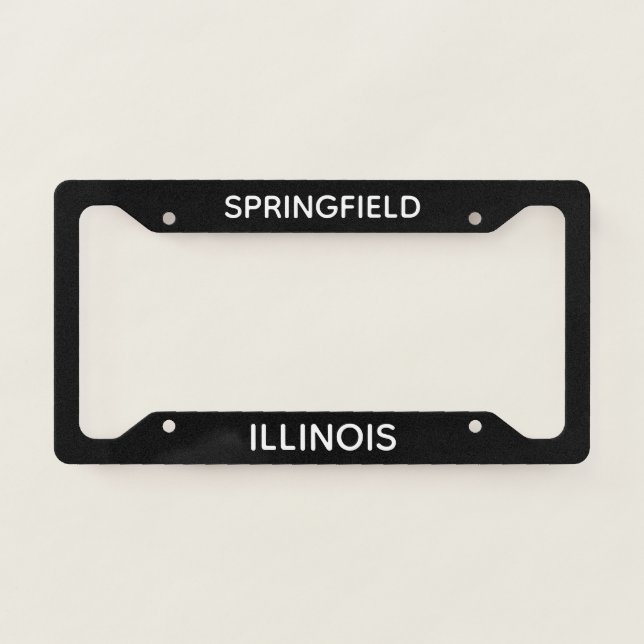 Springfield Illinois Black  License Plate Frame (Front)