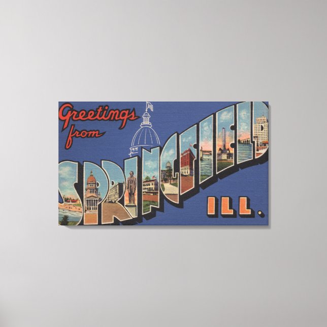 Springfield, Illinois - Large Letter Scenes Canvas Print (Front)