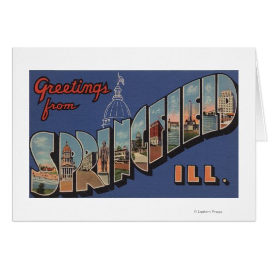 Springfield, Illinois - Large Letter Scenes Cards (Front Horizontal)