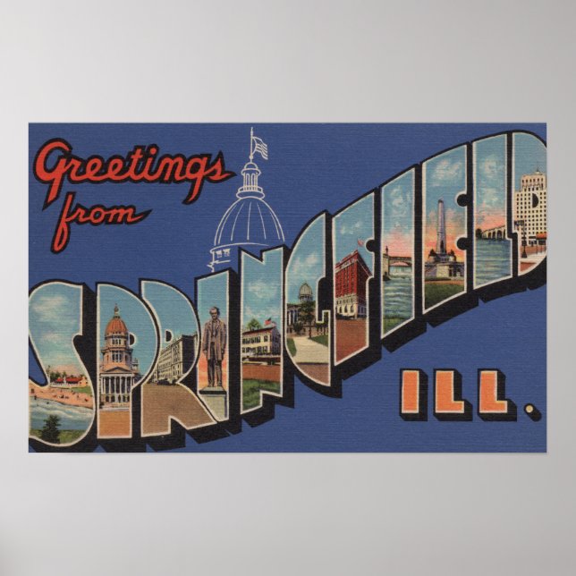 Springfield, Illinois - Large Letter Scenes Poster (Front)