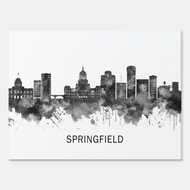 Springfield Illinois Skyline BW Sign (Back)