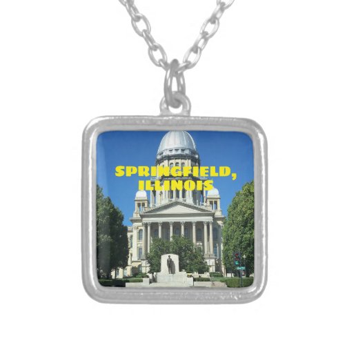 Springfield Illinois State Capitol Building Silver Plated Necklace