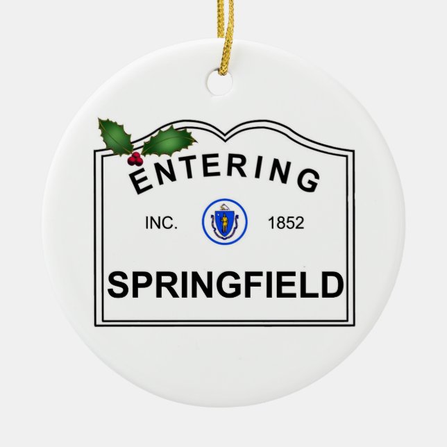 Springfield MA Ceramic Ornament (Front)