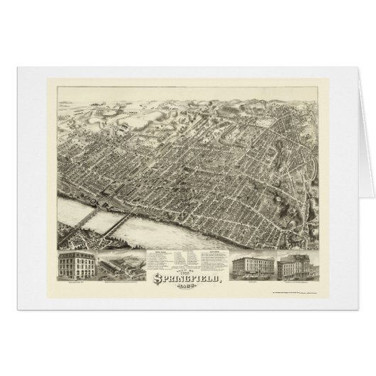 Springfield, MA Panoramic Map - 1875 Cards (Front Horizontal)