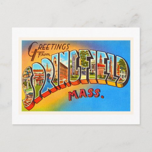 Springfield Massachusetts MA Old Travel Souvenir Postcard
