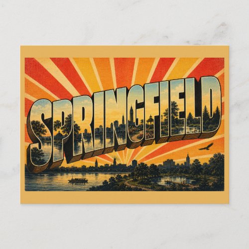 Springfield Massachusetts River Urban Park Art Postcard