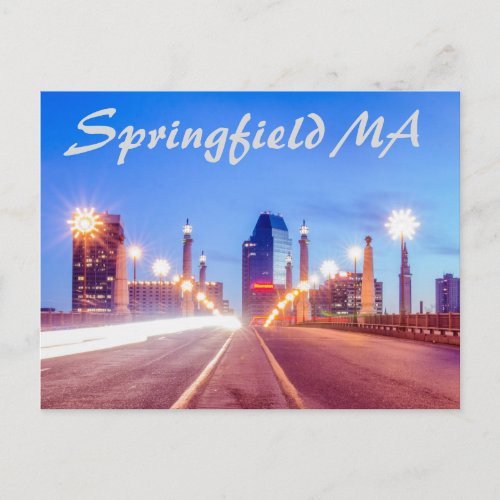 springfield massachusetts skyline postcard