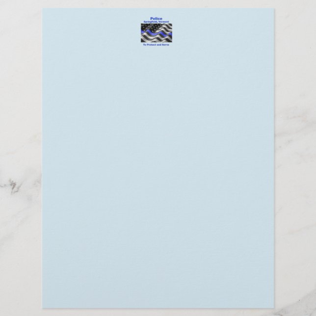 Springfield, Vermont. Police Letterhead (Front)