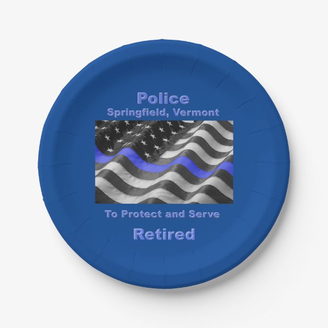Springfield, Vermont. Police Paper Plates (Front)