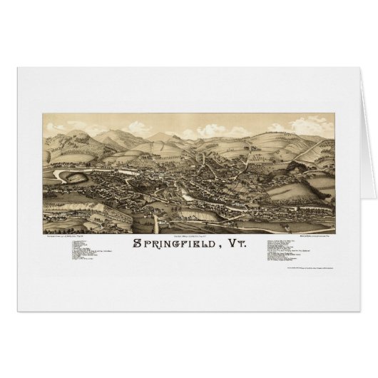 Springfield, VT Panoramic Map - 1886 Cards (Front Horizontal)