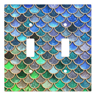 Springlike multicolor Glitter Mermaid Scales Light Switch Cover