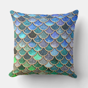 Springlike multicolor Glitter Mermaid Scales Throw Pillow
