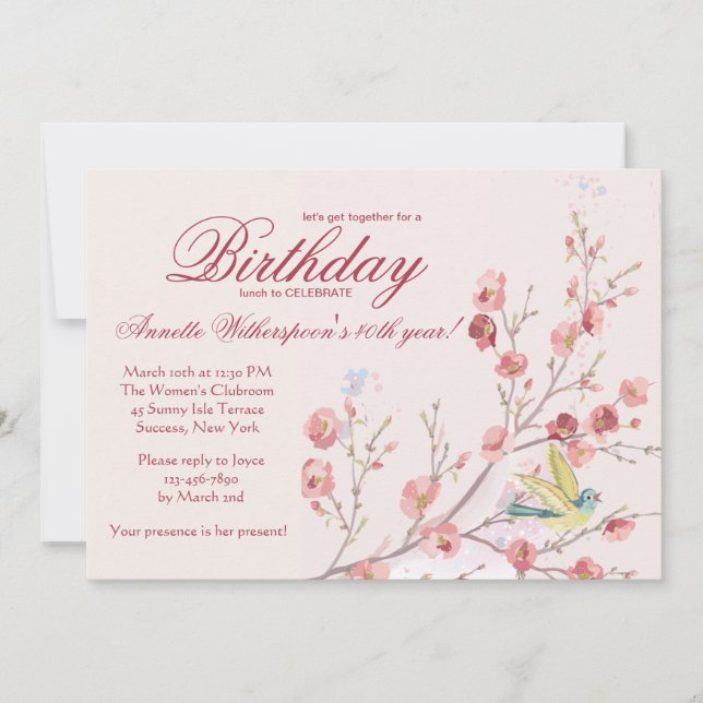 Spring's Embrace Birthday Party Invitation (Front)