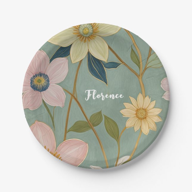 Spring's Gentle Awakening Personalized Paper Plates (Front)