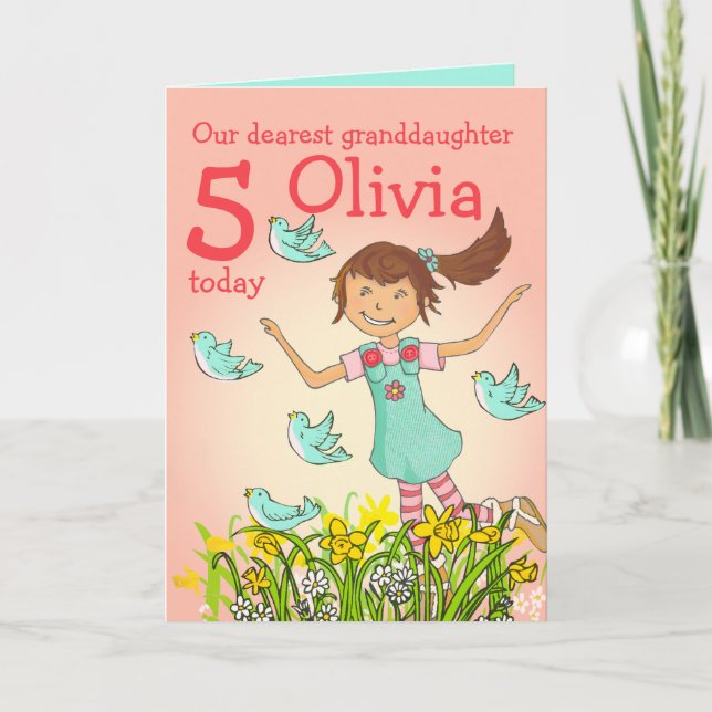"Spring's in the air" granddaughter age card (Front)
