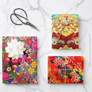 Springs Sets Floral, Mah Jongg and Melange  Wrapping Paper Sheets