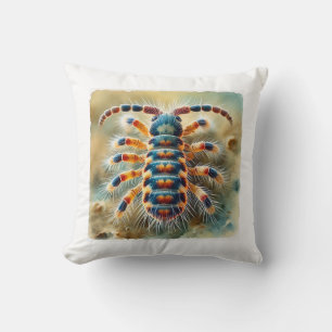 Springtail Insect 270824IREF213 - Watercolor Throw Pillow