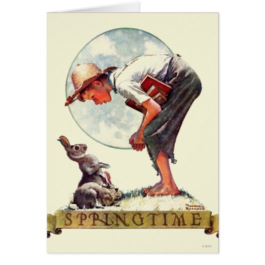 Springtime, 1935 boy with bunny cards (Front)