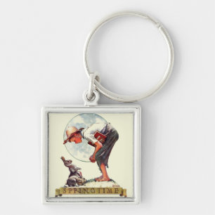 Springtime, 1935 boy with bunny keychain