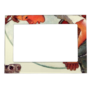 Springtime, 1935 boy with bunny magnetic photo frame