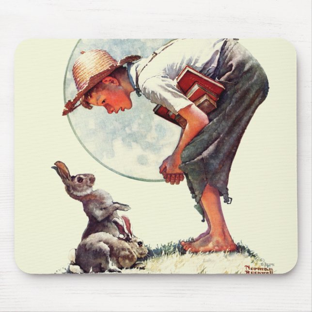 Springtime, 1935 boy with bunny mouse pad (Front)
