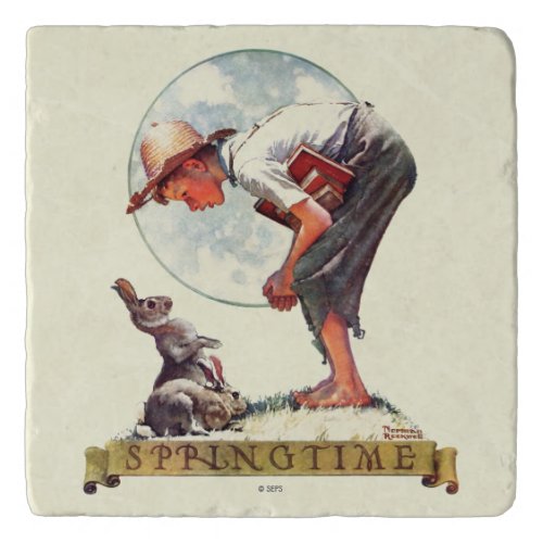 Springtime, 1935 boy with bunny trivet