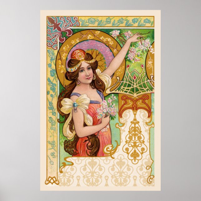 Springtime Art Nouveau Poster (Front)
