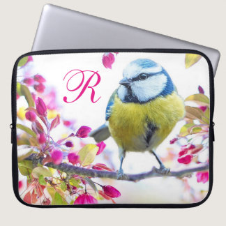 Springtime Bird Monogram Laptop Sleeve