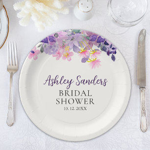 Springtime Bridal Shower with Violet Blooms Paper Plates