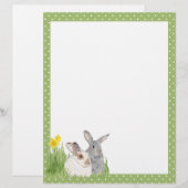 Springtime Bunnies in Flowers (Front/Back)